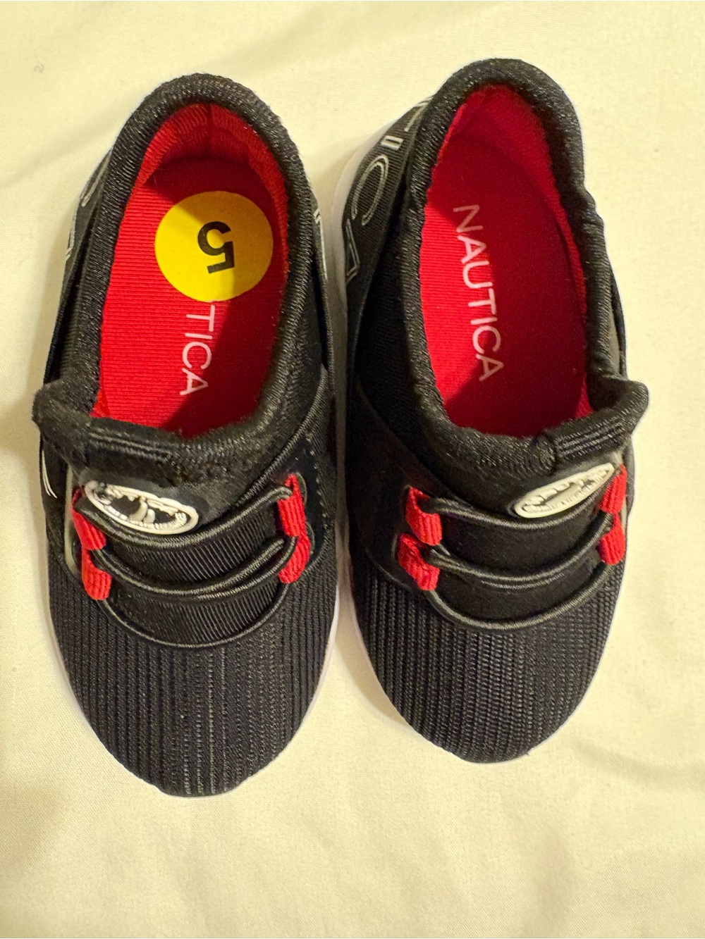 Nautica Kids Black Sneakers with Red Accents